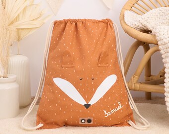 KINDERTURNBEUTEL MIT NAMEN personalisiert / Turnbeutel / Turntasche / Trixie Turnbeutel für Kinder Polarbär / Hase / Fuchs / Affe
