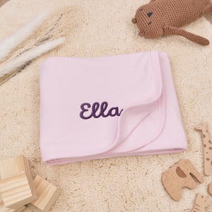 Babydecke personalisiert Mädchen, Baby Decke mit Namen bestickt,  Baumwolle, Baby Geschenk Mädchen, Geburt Geschenk, Rosa, etc.
