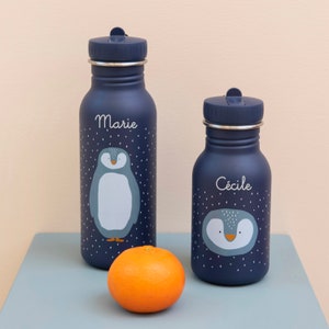 Children's water bottle / water bottle with name personalized made of stainless steel / tiger / kindergarten bottle / Kita water bottle / gift Pinguin