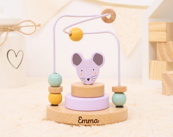 Cadeaux bébé personnalisés naissance fille, motricité ruban avec prénom, naissance, bébé, baptême