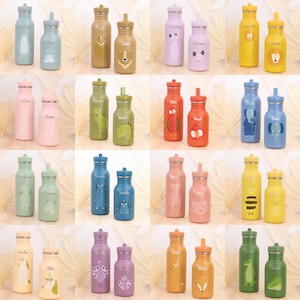 Kinder Trinkflasche mit Namen personalisiert aus Edelstahl  / Kita / Trixie / Kindergarten-Flasche / Wasserflasche / Schule / Kindergeschenk