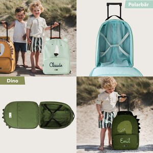 Children's trolley / children's travel trolley / suitcase with names personalized by Trixie / rabbit, lion, fox Dino/Dinosaur