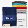 Upstitched towel embroidered with name/custom text, personalized shower towel/bath towel/sauna towel 30x50, 50x100, 140x70, 80x200, 100x210 cm