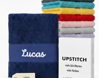 Handdoek met opstaande rand, geborduurd met naam/aangepaste tekst, gepersonaliseerde douchehanddoek/badhanddoek/saunahanddoek 30x50, 50x100, 140x70, 80x200, 100x210 cm