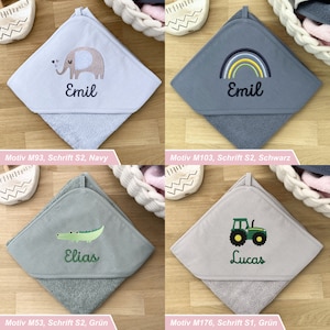 Baby and children's hooded towel for boys and girls with name personalized in blue/pink/white/green/75 x 75 cm/100 x 100 cm/children's gift image 8