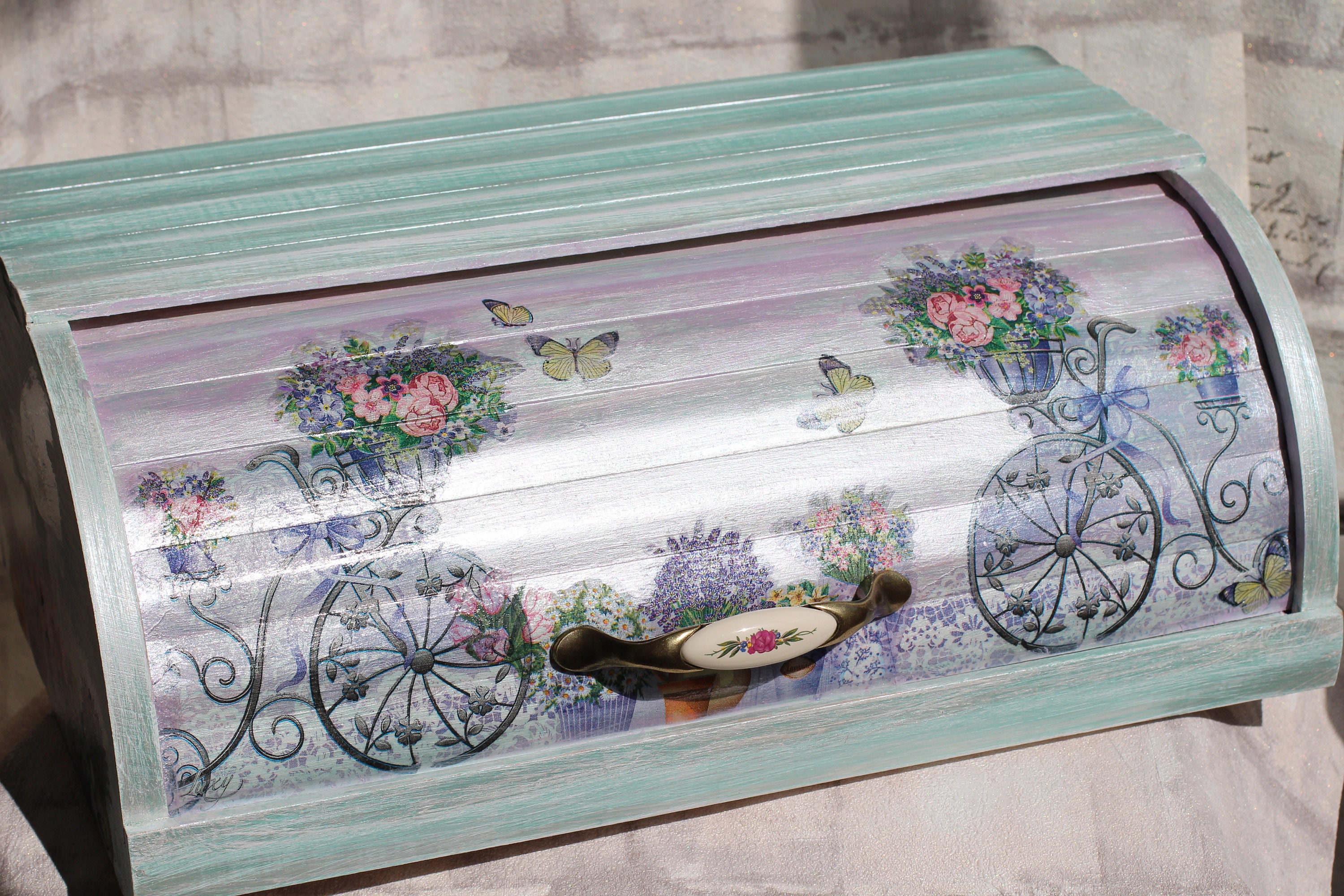 Caja de pan de madera Caja de pan Decoupage Caja de pan | Etsy