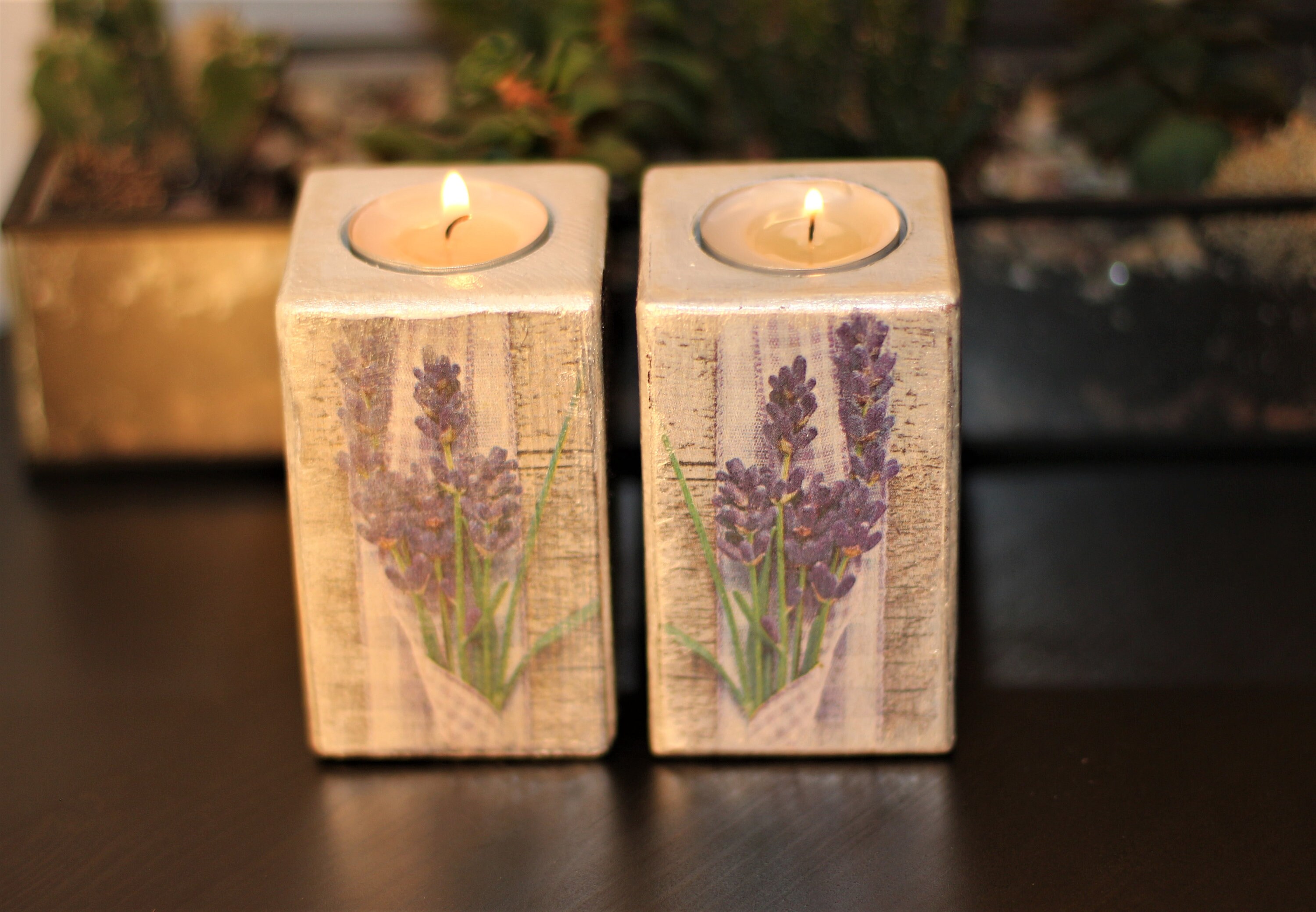 Set von 2 Kerzenständern Kerzenständer aus Holz Handgemachte | Etsy