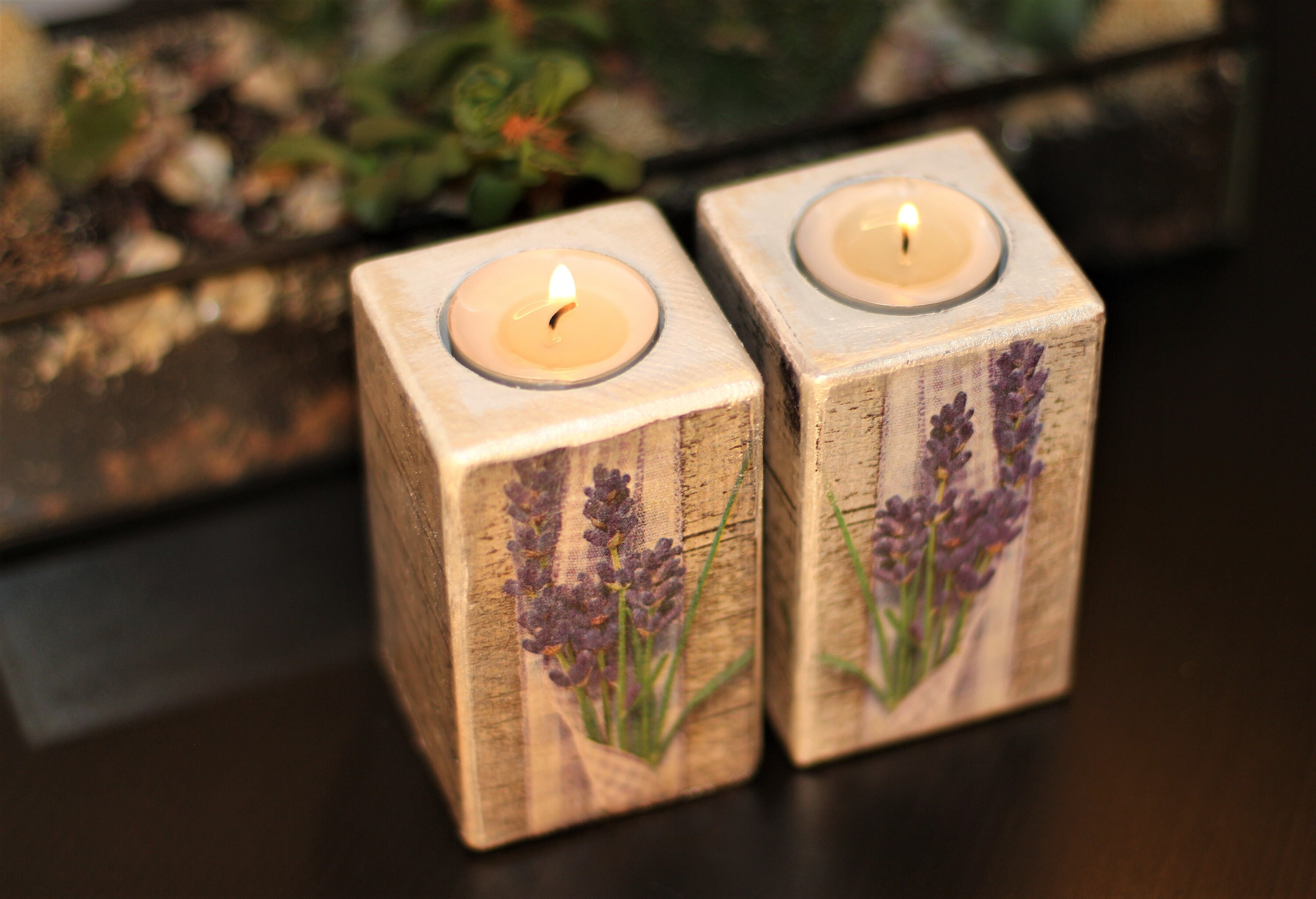 Set von 2 Kerzenständern Kerzenständer aus Holz Handgemachte | Etsy