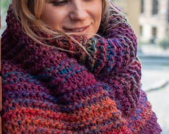 Handmade knit scarf, Long large scarf, Oversized scarf, Winter scarf, Hand knit scarf, Wool scarf for women, SPLOTEKA, MAXCOLOR collection