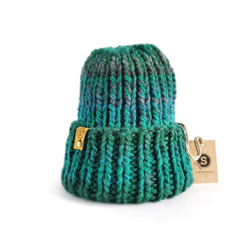 Green Hat Scarf Set, Circle Scarf and Slouchy Beanie, Winter Scarf