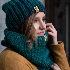 Hat Scarf Set, Two Piece Set, Snood Scarf, Beanie Hat, Wool Hat, Hand