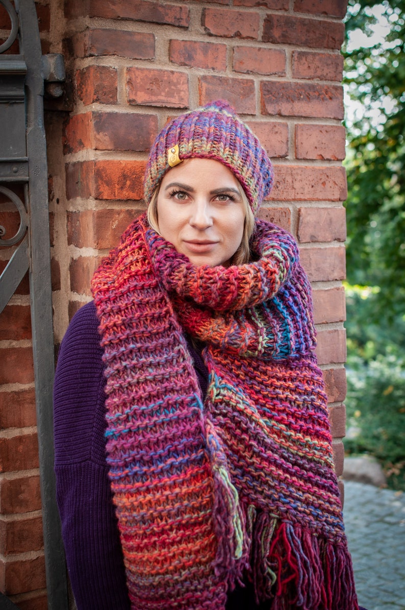 Hat Scarf Set Winter Scarf Blanket Scarf Christmas Gift Etsy