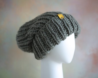 Super Big Kopf Mütze, Grobstrick Mütze, Slouchy Mütze, Oversized Mütze, Schwarze Strickmütze, Herren Mütze Unisex Mütze Wintermütze SPLOTEKA WOOLY