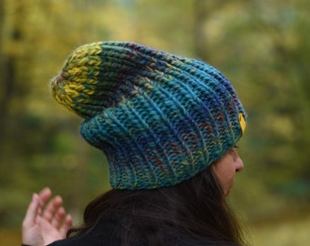 Colorful Beanie hat, Knit wool hat, Winter hat, Women knit hat, Women slouchy beanie, ski hat, Knitted beanie hat, SPLOTEKA, MAXCOLOR