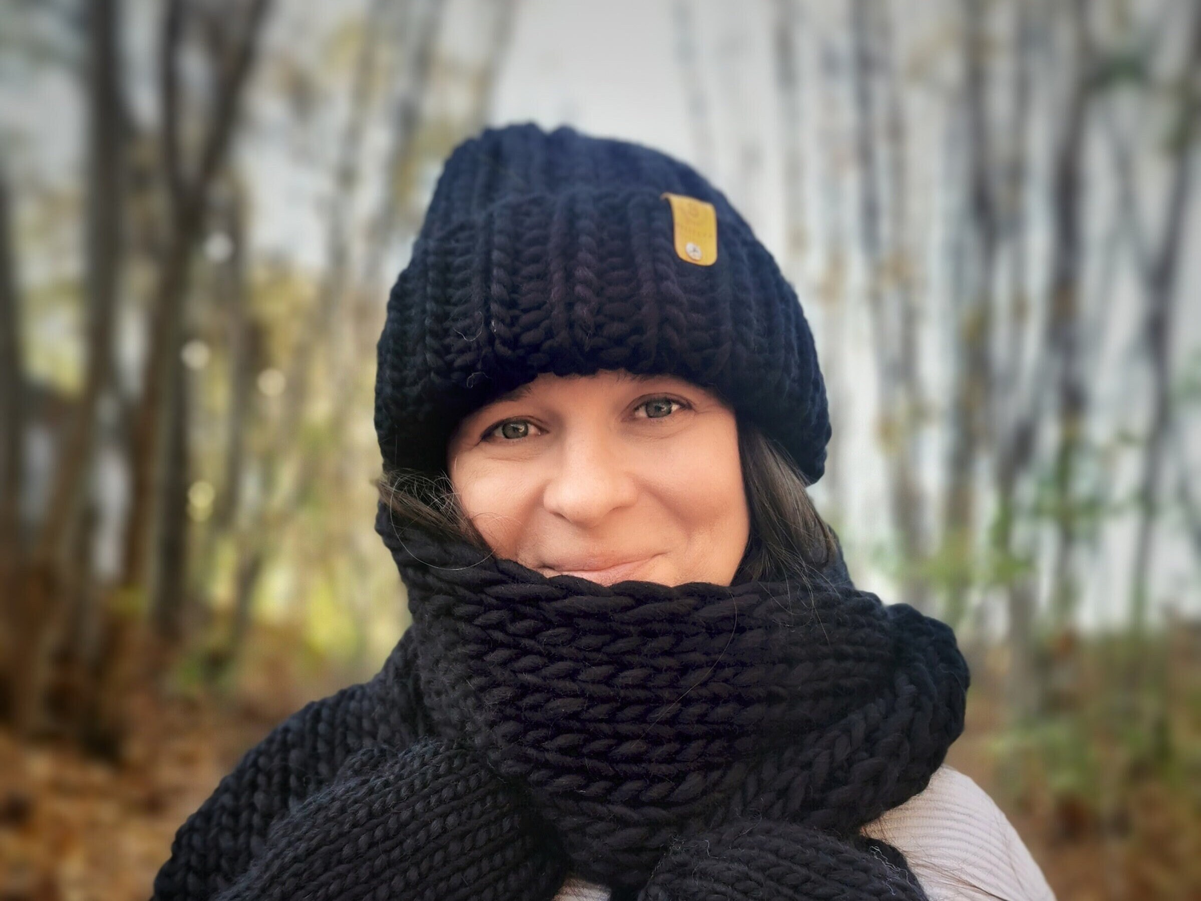 Elegant Black Knit Hat and Scarf Set WYNN Hat & Scarf Set | Matt & Nat USA main image 3