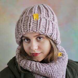 Hat Scarf Set Snood Scarf Slouchy Hat, Winter Set, Hand Knit Wool Scarf ...