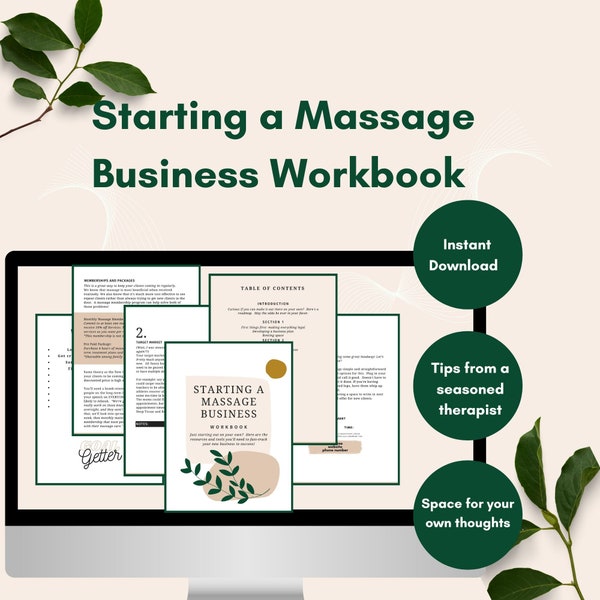 Massage Therapy Business Startup Workbook, Massage Therapist Templates, How to Start a Massage Business Workbook, Business Checklist