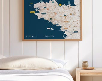 Customizable Brittany poster, map to personalize with stickers