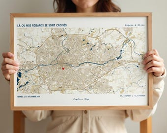 Personalized couple poster, Meeting date and place, GPS coordinates, Wedding gift card, Valentine's Day, Christmas, Family, Announcement