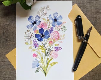 Watercolor country bouquet card