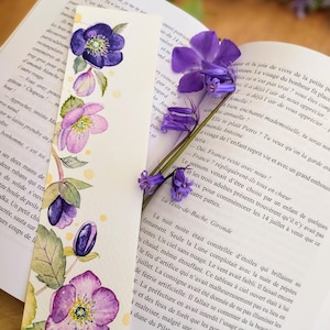 Marque-pages aquarelle fleurs d'hellébore