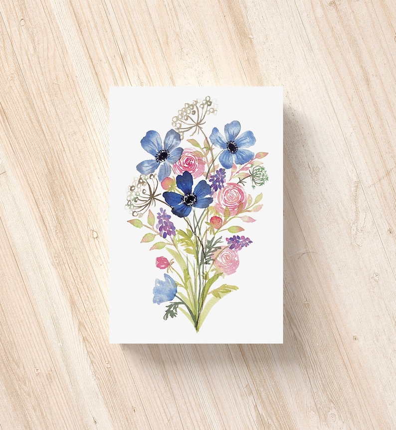 Carte bouquet champêtre aquarelle image 4