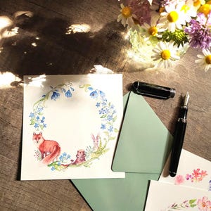 Carte de vœux - renard aquarelle