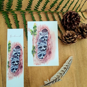 Marque-pages raton laveur aquarelle