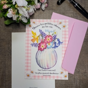 Carte de vœux - printemps Jane Austen aquarelle