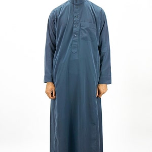 Men's Plain Classic Saudi Style Thobe With Collar Jubba Kandura White, Black, Grey, Navy Men Islamic Clothing For Eid, Party and Occasions image 6