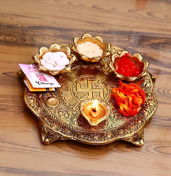 Gold plated pooja best sale thali
