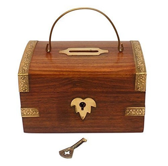 Tirelire en bois avec serrure Tirelire Coin Box Cadeaux pour enfants -   France