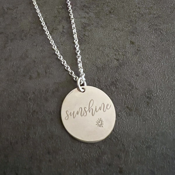 Sterling Silver "Sunshine" disc pendant necklace - 16" Chain