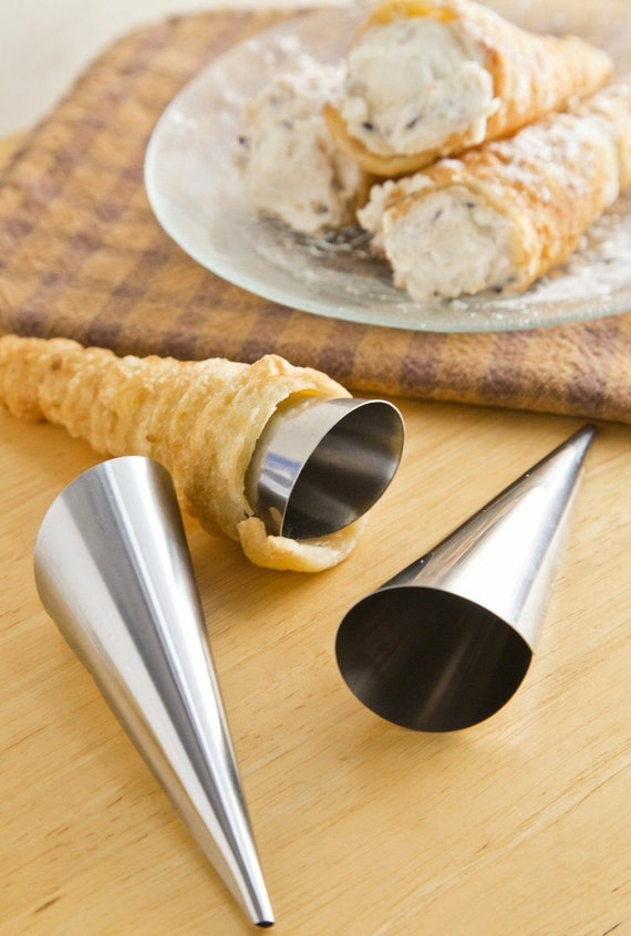Set di 12 piccole dimensioni pasticceria crema corno corno acciaio INOX tubo conico cono pasticceria roll Mold stampo strumento