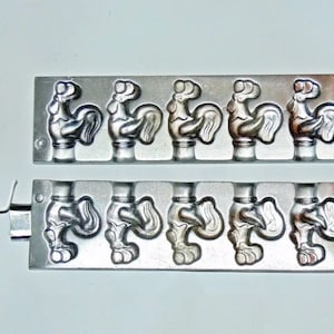 Ukrainian Cast Aluminum Candy Lollipop Mold Form - Cockerels Petushki + 20 lollipop sticks as a gift