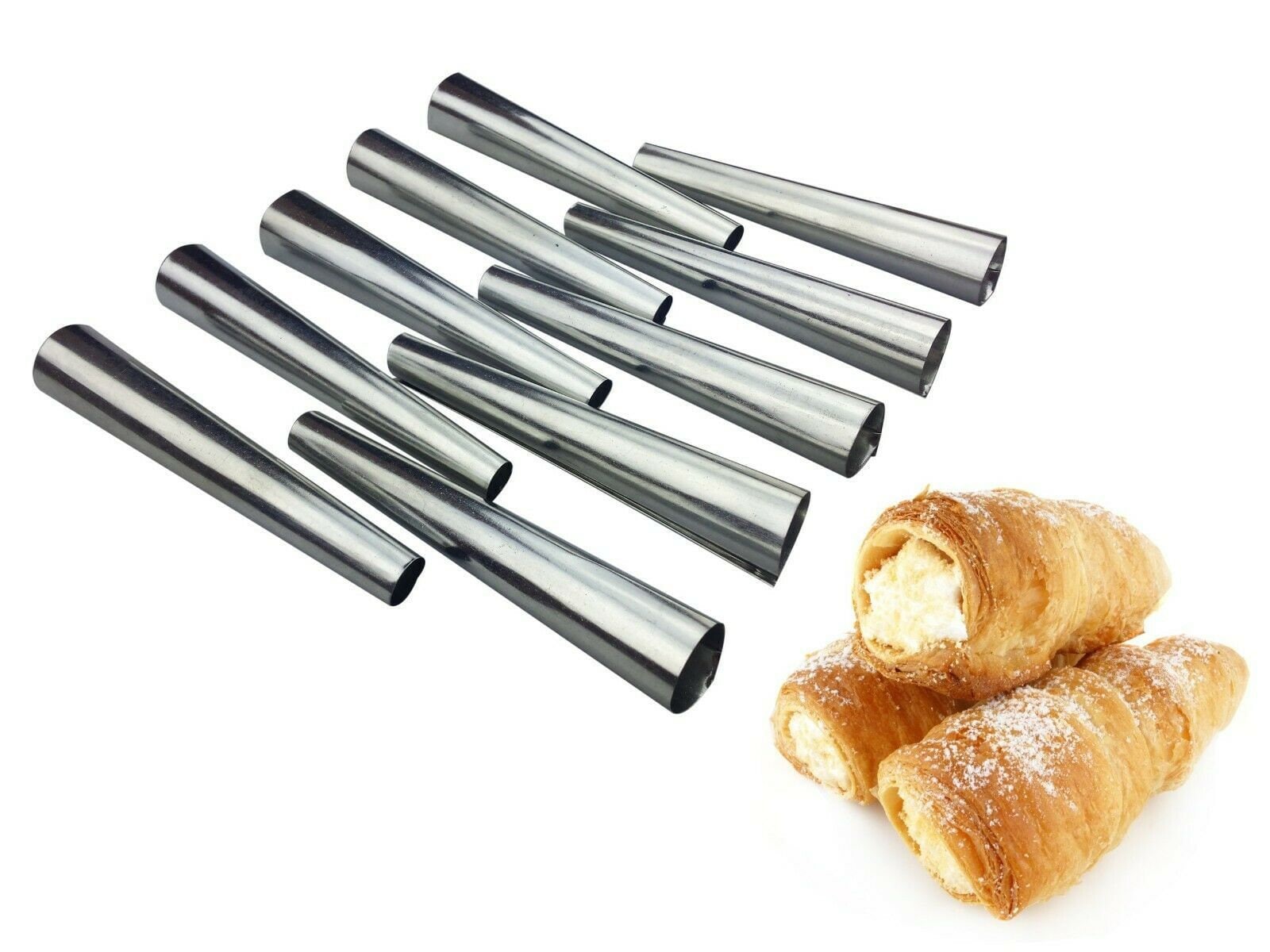 Lot de 6 moules à cannoli en acier inoxydable - Moule à cannoli - Moule à  croissant pour pâtisserie - Moule à gâteau traditionnel : :  Cuisine et Maison