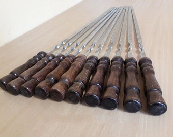 Juego de 6, 8, 10, 12 y 20 brochetas de acero inoxidable para barbacoa, kebab y shashlik