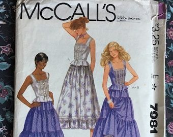 Tracing COPY of vintage McCalls 7981 Laura Ashley sewing pattern, Size 14