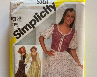 Tracing COPY of vintage Simplicity 5361 Gunne Sax sewing pattern, Size 10, 12, or 14