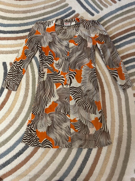 Button-Down Psychedelic Mod Tunic Dress - image 1