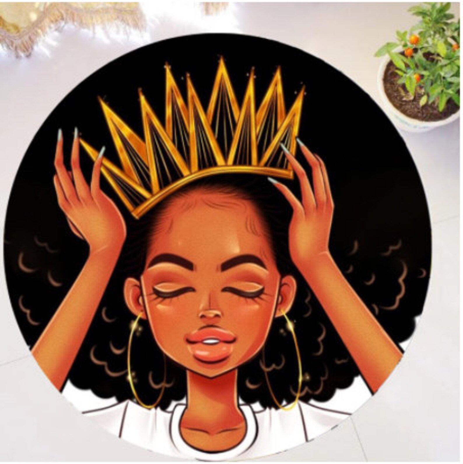 Schwarze Frauen Wohnzimmer Runde Teppiche AfroAmerikanische | Etsy