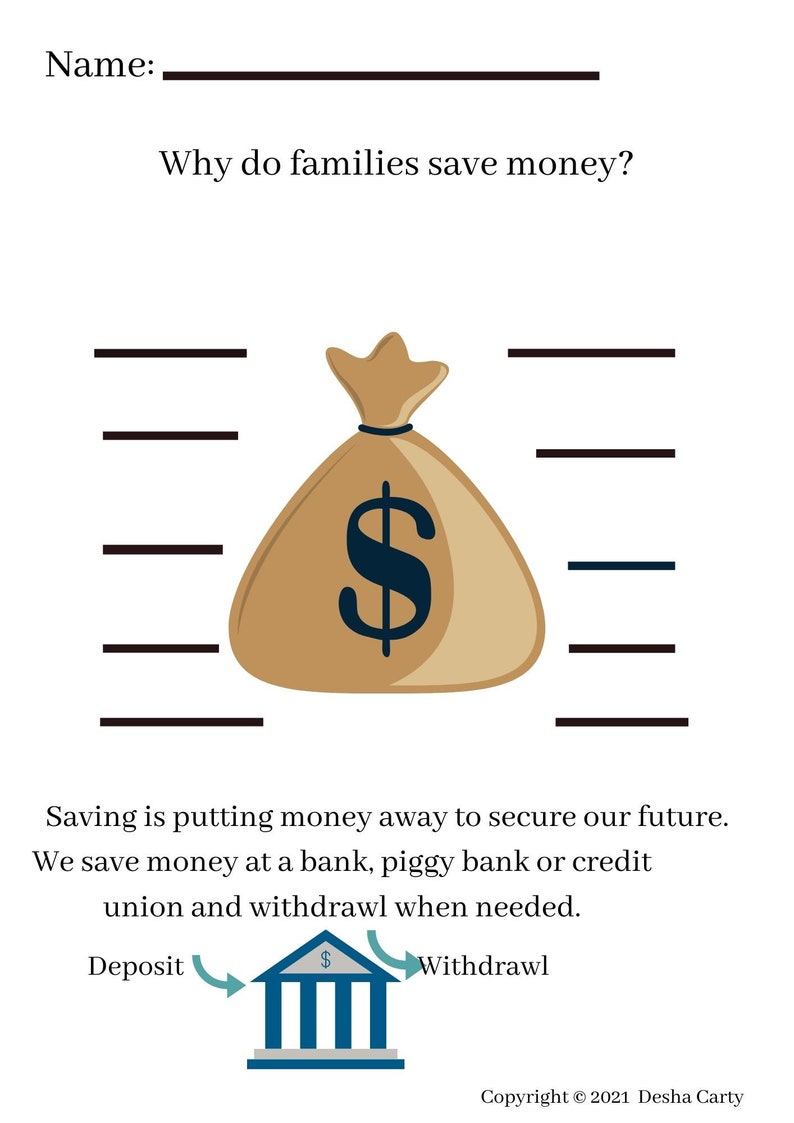 Financial Literacy Worksheets for Kids - Etsy