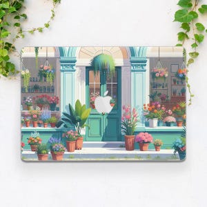 Tienda de plantas lindas Funda para Macbook botánica Funda rígida para Macbook Funda para Macbook de verano Arte de dibujos animados Kawaii Macbook M4 M3 M2 M1, Arte de mujer femenina Primavera