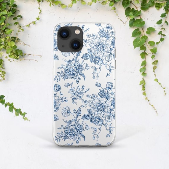 IPhone Case Blue Flower Vintage Flowers Print Phone Case Floral