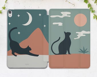Aesthetic cat art iPad case nature iPad case moon Animal art case  iPad case night Red sun print Mountains print Pro 13 Air 13 11 2025 10 2