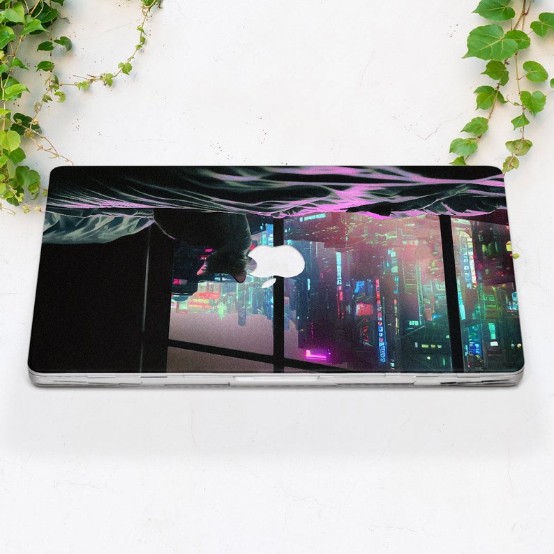 Japanese City MacBook Case Cat Anime Cute MacBook Case Night MacBook ...