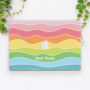 Macbook case colorful Custom name case Macbook case rainbow Macbook case initials Personalized case Pro 13 2022 case Air 13 M2 case Pro 16