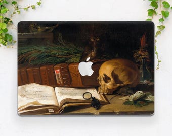 Etui na MacBooka z czaszką w stylu gotyckim, w stylu Dark Academia, w stylu książki, w stylu Dark Owl, w stylu estetycznym, na Halloween, do Air 13, Air 15 Pro 16 Pro 14 Pro 13 Neo