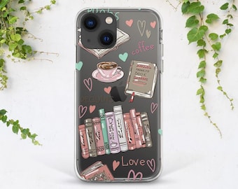 iPhone case books Phone case coffee iPhone clear case iPhone case hearts iPhone XR case iPhone 13 iPhone 12 Pro Max iPhone 11 case iPhone 13