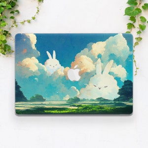 Macbook case anime Cute Kawaii print Macbook case blue Clouds art case Macbook case nature Mountains art Funny bunny Animal cute cover Funny